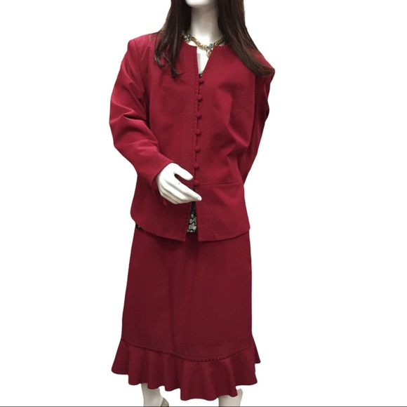 EMILY Gorgeous 2 Pieces Skirt & Matching Jacket Embellished Trim Skirt Size 22W - Picture 4 of 13